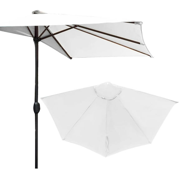 ABCISI 9FT 5Ribs Umbrella Replacement Canopy, Outdoor Half Umbrella Replacement Cloth, Market Yard Umbrella Replacement Top Cover, Patio Umbrella Parasol (Beige)