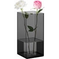 thumbnail image 1 of ABCISI Acrylic Vases for Flowers, 5" W x 10" H Rectangle Vase for Centerpieces Wedding Decoration, Dark Grey Plastic Flower Vase for Party Table Home Decor, 1 of 16