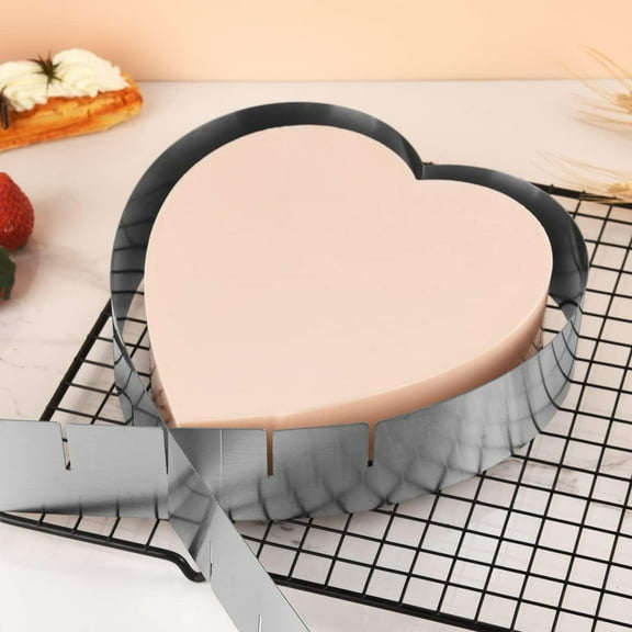 ABCISI Adjustable Mousse Ring for Baking Stainless Steel Heart Shaped Cake Mold Different Size Extensible Pastry Cookie Cutter