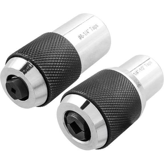 ABCISI Adjustable Tap Socket Set, 2Pcs Tap Socket Adapters 3/8" Drive Tap Holder Tapping Socket Threading Tool for Tight Workspaces, Fits Taps #6-1/4" and 1/4"-1/2"