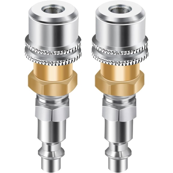 ABCISI Air Chuck, 1/4 FNPT Closed Flow Brass Tire Air Chuck with Standard Male Quick Plug, Locking Air Chuck Quick Connect for Tire Inflator Gauge and Air Compressor (2 Pack)