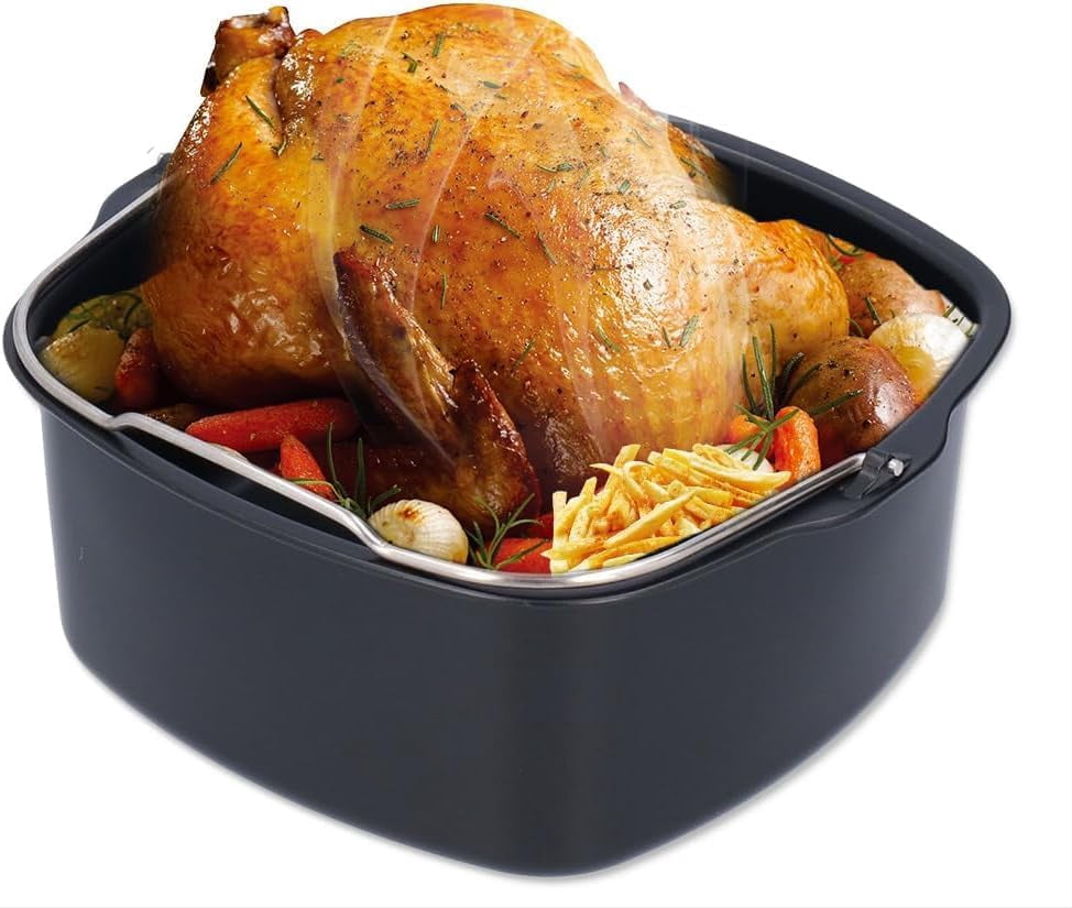 ABCISI Air Fryer Accessory, Nonstick Air Fryer Cake Barrel for Home Kitchen, Pizza Bread Baking Pan for 3.8QT-8QT Standard Deep Fryers, Dishwasher Safe (8 inch)