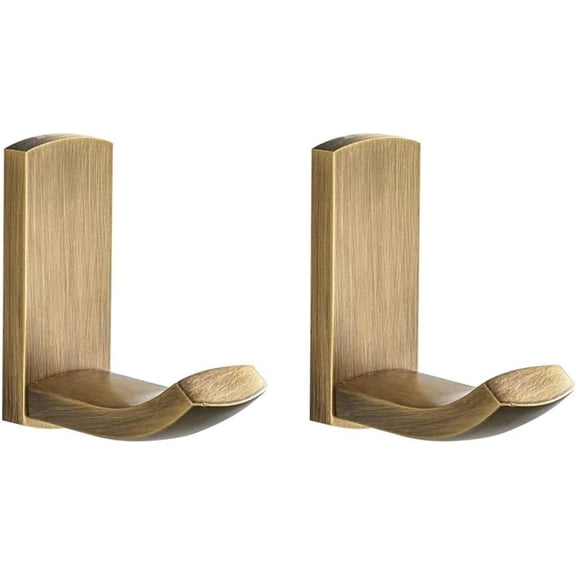 ABCISI Antique Brass Towel Hook, Rustic Hooks for Coat Clothes Shower Towel Robe, Wall Mounted Robe Hooks Vintage for Bathroom Kitchen, Brushed Bronze - 2 Pack