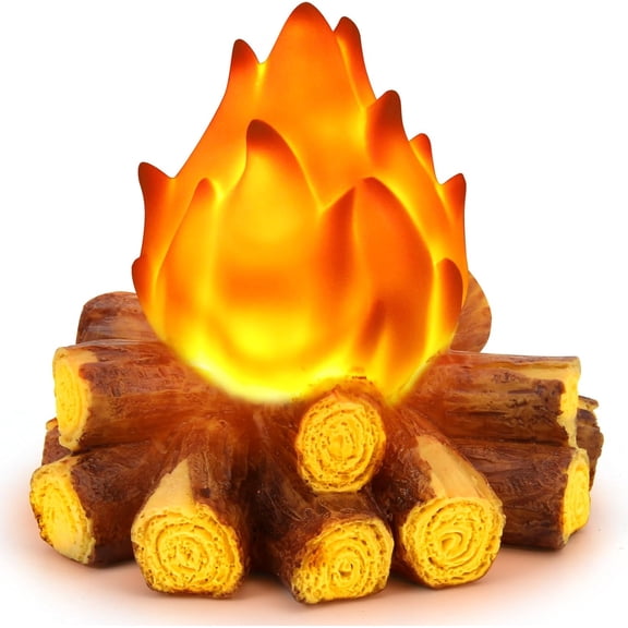 ABCISI Artificial LED Fake Campfire Lamp, Night Light Campfire Fake Fireplace Logs Fire Flameless Candle for Halloween Christmas Campfire Party Decorations