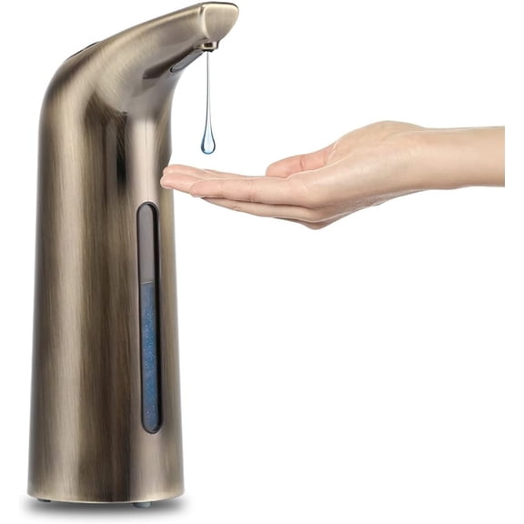 ABCISI Automatic Soap Dispenser Touchless,400ml Touchless Liquid Soap Dispenser, Hands-Free Dish Soap Dispenser, IPX6 Waterproof Sensor, Auto Liquid Soap Dispenser for Bathroom Kitchen Hotel (Bronze)