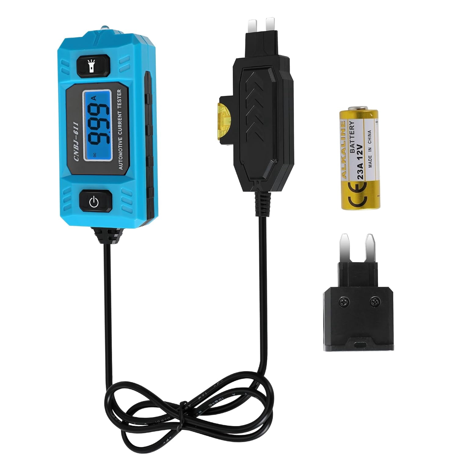 ABCISI Automotive Circuit Fault Probe Tester, 20A 48V Car Relay Fuse Blade Test, Cnbj-611 Parasitic Draw Tester, with LED Display & Front Light, High-Precision for Cars, Trucks, Suvs