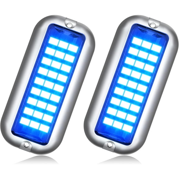 ABCISI BS1 Marine LED Boat Light (2x1200LM 27LED), 10-36V, 316 Stainless Steel, IP68, Air or Underwater, Surface Mount Designed for Cruise Ships, Yachts, Boats, Sailboat, Pontoon, Transom (Blue)