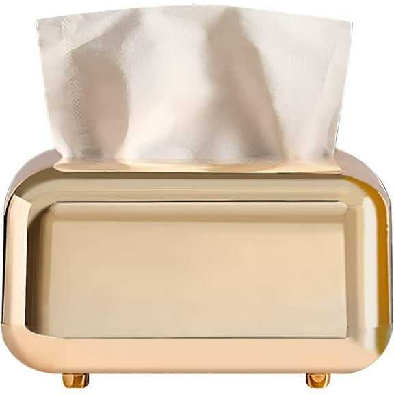 ABCISI Baby Wipes Dispenser, Wipes Holders, Household Tissue Box with Lid, Dustproof Light Luxury Wet Wipe Container Case for Restaurant Hotel Office Car (Gold)