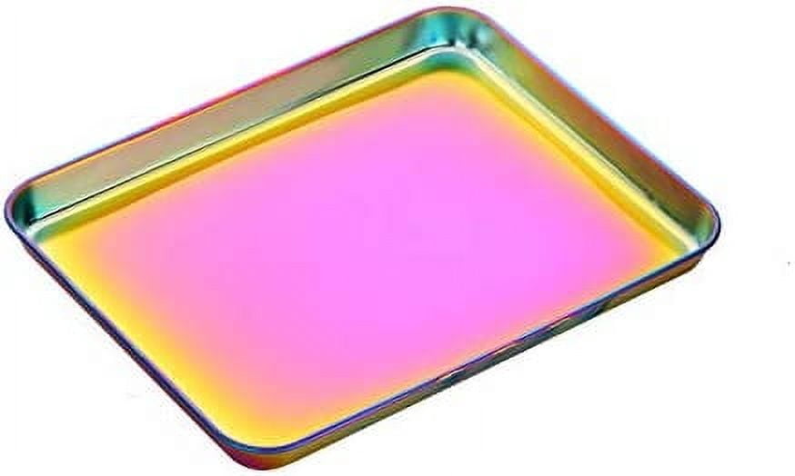 ABCISI Baking Tray, Stainless Steel Baking Cookie Sheet, Rectangle Rimmed Pan Baking, Non Toxic & Healthy, Mirror Finish & Rust Free, Easy Clean & Dishwasher Safe - Rainbow