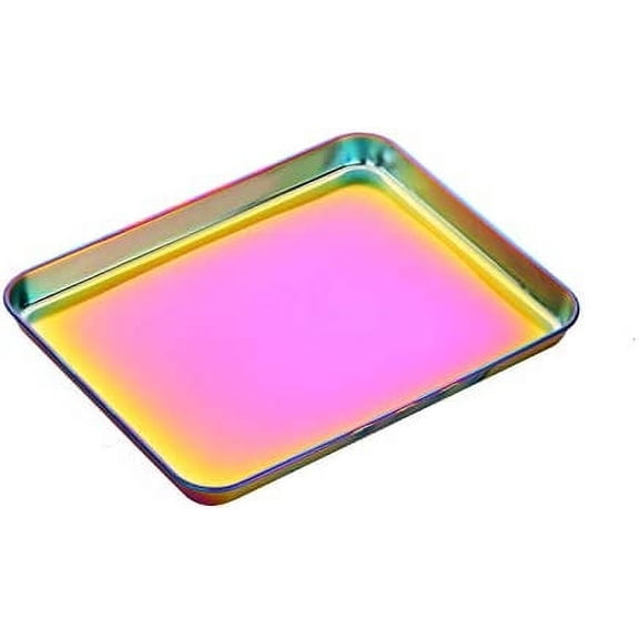 ABCISI Baking Tray, Stainless Steel Baking Cookie Sheet, Rectangle Rimmed Pan Baking, Non Toxic & Healthy, Mirror Finish & Rust Free, Easy Clean & Dishwasher Safe - Rainbow