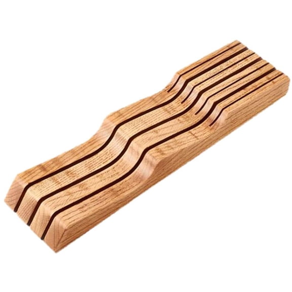 ABCISI Beech Wood Knife Holder, Fits Most Knifes Sizes, Drawer Insert Compact Knife Organizer Utensil Holder for Kitchen, Space Saving Storage Rack, Easy to Clean
