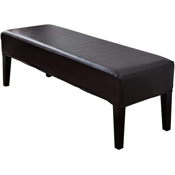 ABCISI Bench Cover, Stretch PU Leather Dining Room Bench Cover, Soft Waterproof Chair Cover, Oilproof Removable Washable Bench Seat Protector (Brown)