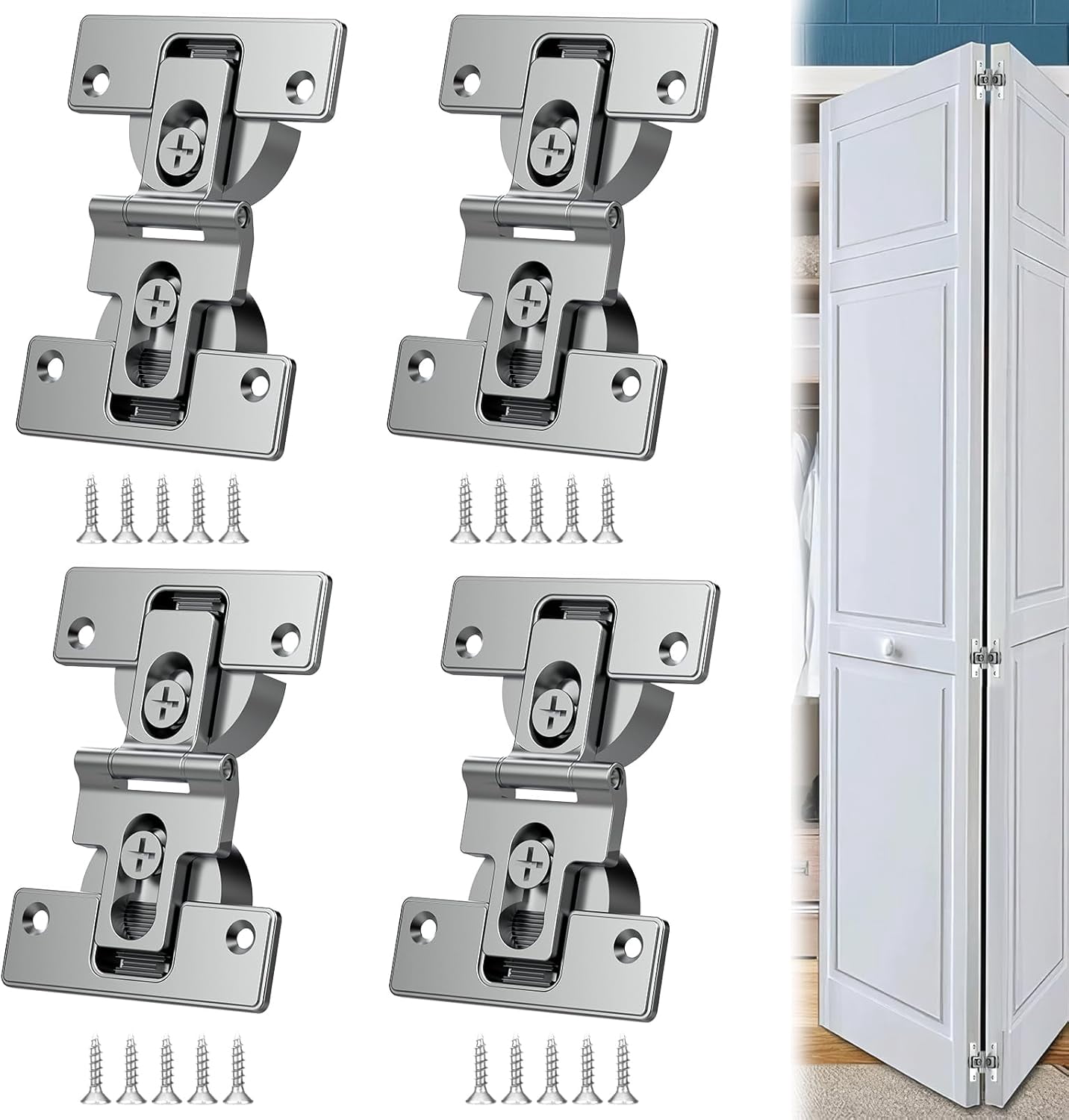 ABCISI Bifold Cabinet Door Hinge, 180 Degree Adjustable Bifold Door