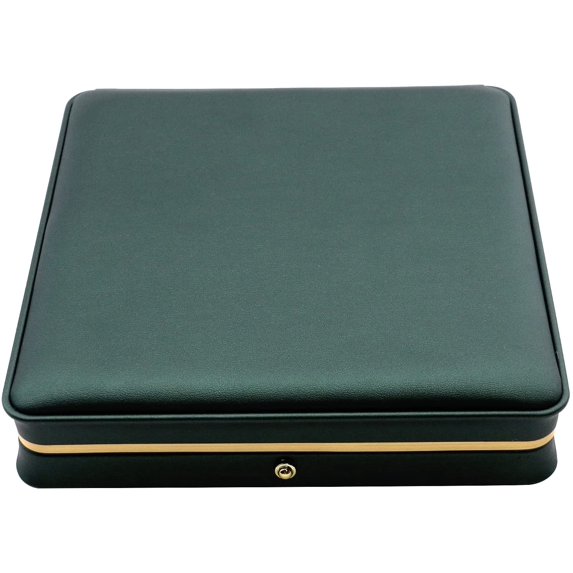 ABCISI Big PU Leather Wedding Jewelry Sets Box, Blackish Green Necklace Earring Ring Display Case Bracelet Storage Holder, Large Jewelry Box Storage Organizer (7.48" x 7.48" x 1.57")