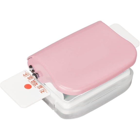ABCISI 6-Hole Coil Binding Machine, Mini Manual Paper Punch with Positioning Ruler, 6 mm Round Hole Puncher for A4, A5 and B5 Paper, Home Office, School and Crafts, Pink