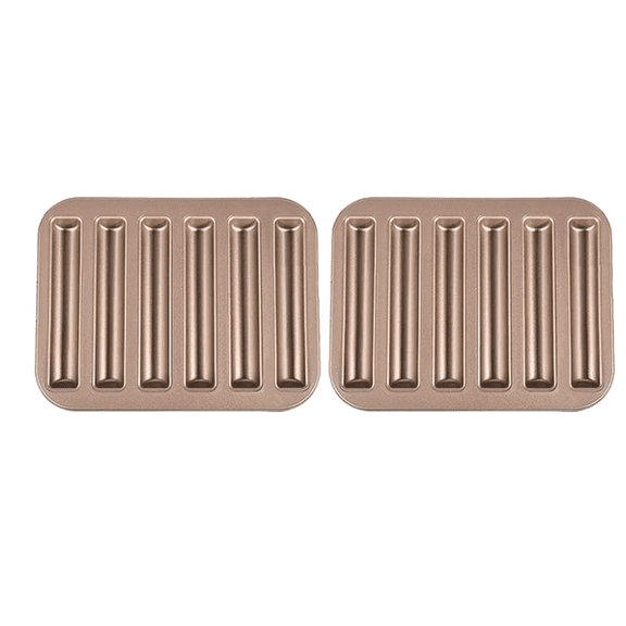 ABCISI Biscuit Baking Tray, 6-Slot Baguette Bread Pan, Baking Bakeware for Biscotti Ladyfinger Donut Cookie Cornbread, Food-Grade Nonstick Breadsticks Baking Molds, (Pack of 2)