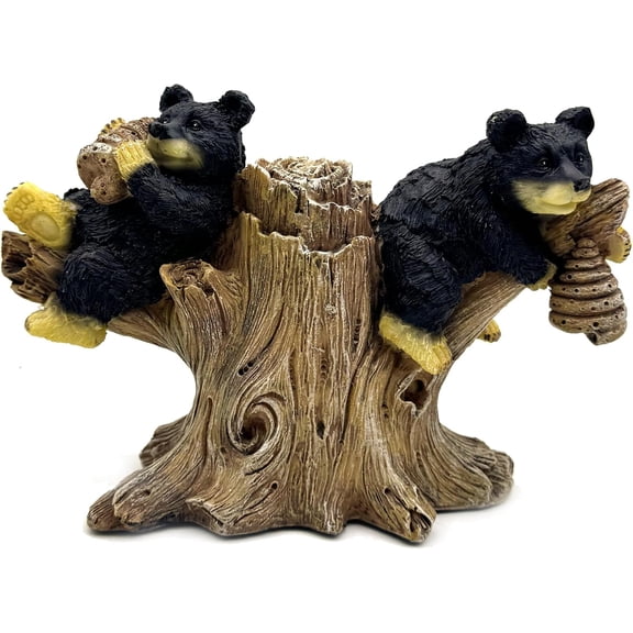 ABCISI Black Bears on Branch Statue Figurine Sculpture, Resin Collectible Gifts for Bear Lover, Office Home Decor Desk Accessories Decoration, Garden Figurines Outdoor Decor