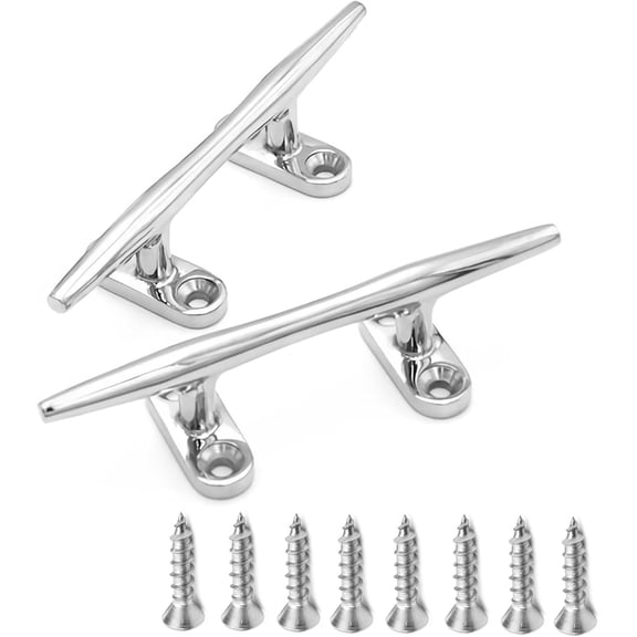 ABCISI Boat Cleat, Heavy Rope Dock Cleat Marine Open Base Dock Cleats, SUS316 Stainless Steel Hardware Boat Cleat Mooring Kayak (4inch 2pcs)