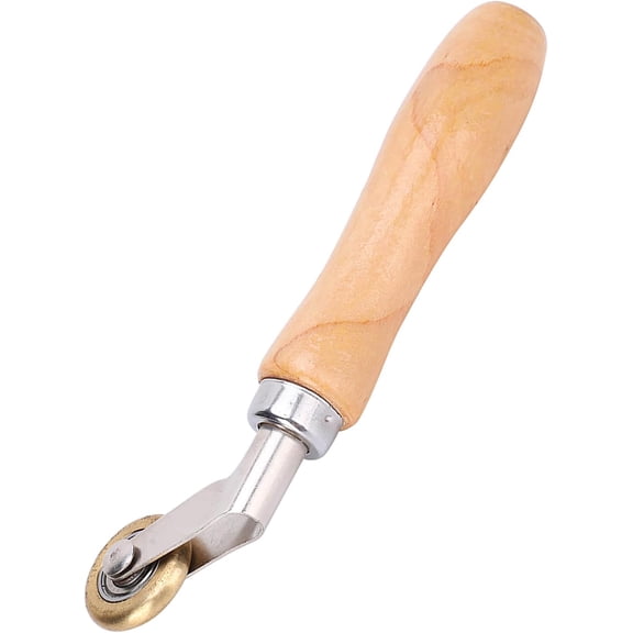 ABCISI Brass Seam Roller, 6mm Brass Detail Penny Roller, Welding Handheld Roller with Wood Handle, Handheld Seam Roller Professional Spline Roller Tool for PVC/TPO/EPDM Single Ply Roofing Tape