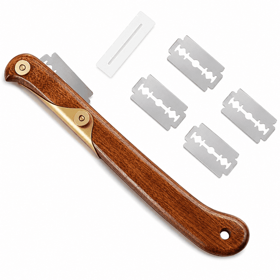 ABCISI Bread Lame Tool with 4 Replaceable Blades, Wooden Handle Dough Scoring Knife, Sourdough Bread Cutter for Bakers, French Bread, Baguette and Artisan Baking, 7.28 in