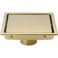 thumbnail image 1 of ABCISI Brushed Gold Shower Drain Square 6 inch SUS304 Stainless Steel Shower Floor Drain with Hair Strainer Tile Insert Shower Drain Cover, 1 of 7