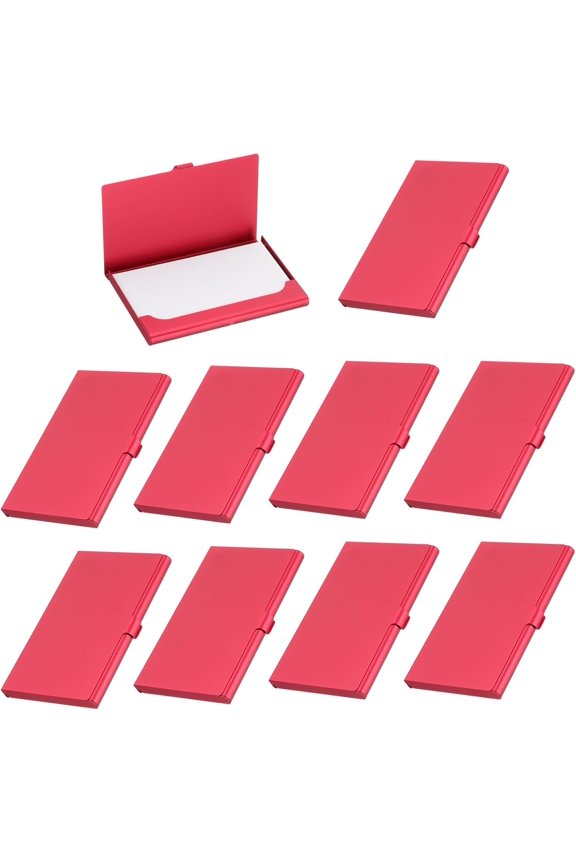 Business Card Holder, 10Pcs Aluminum Metal Card Case, Long-Term Use Without Fading, Professional Pocket Card Holder for Name Card Credit Card Gift Cards ID Cards, Easy to Carry, Red