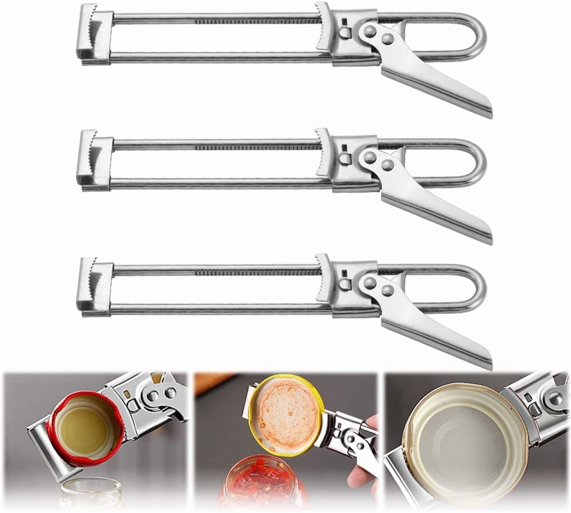 ABCISI Can Opener, Adjustable Multifunctional Stainless Steel Can Opener, Jar Gripper Tight Lid Opener Retractable Bottle Opener, Manual Jar Bottle Opener Kitchen Gadgets for Seniors, Weak Hands (3)
