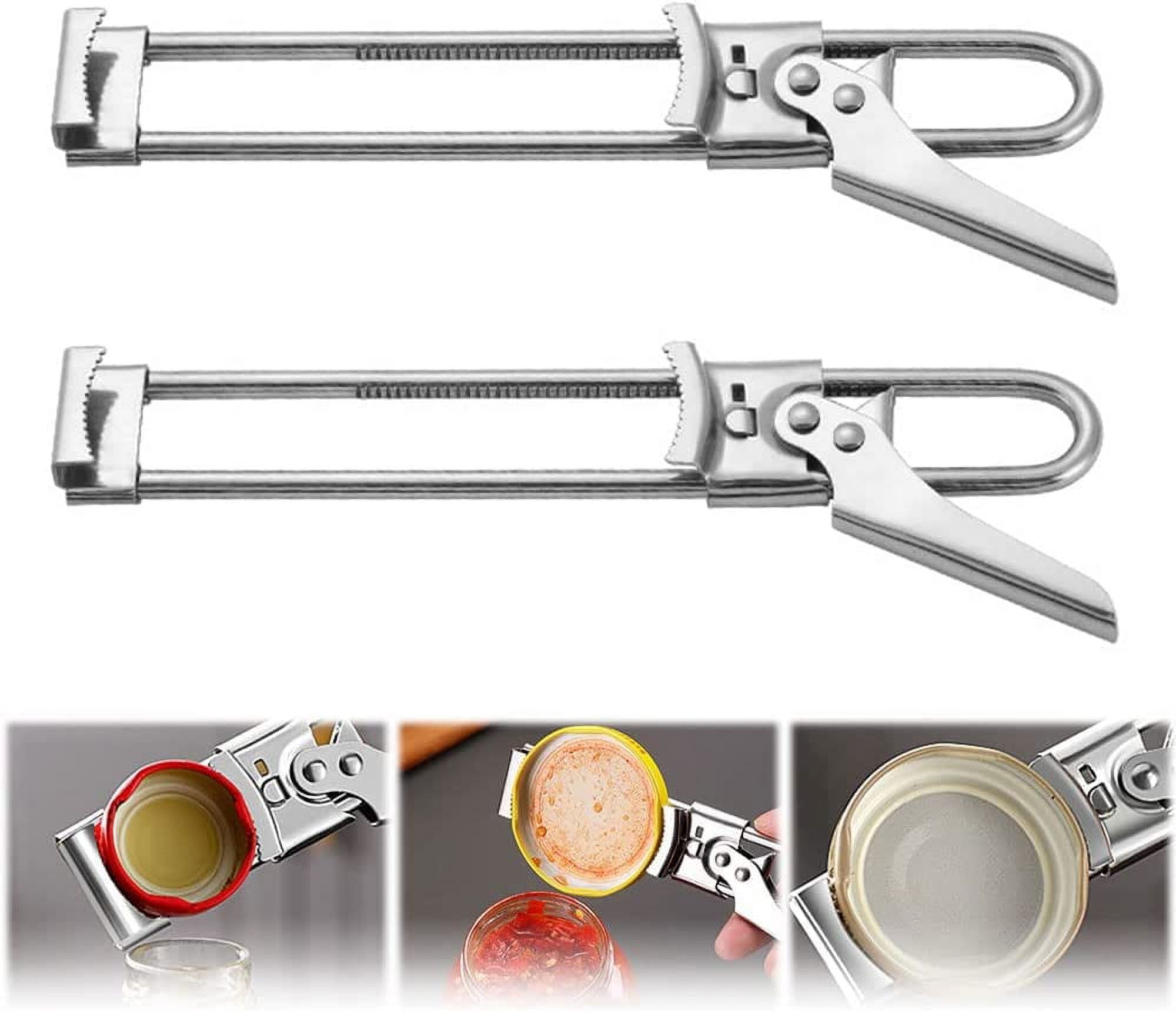 ABCISI Can Opener, Adjustable Multifunctional Stainless Steel Can Opener, Jar Gripper Tight Lid Opener Retractable Bottle Opener, Manual Jar Bottle Opener Kitchen Gadgets for Seniors, Weak Hands (2)