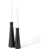 ABCISI Candle Holders, Ceramic Black Candle Holder, Black Candlestick Holders, Modern Pillar Decorative Candle Holders for Home Decor Dinning Wedding Party, Set of 2 (CH7080B)
