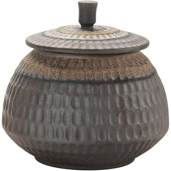 ABCISI Ceramic Airtight Canister, 27 Oz /800ml Food Storage Jar for Loose Tea, Coffee Beans, Herb, Candy, Spices, Nuts, Vintage Pottery Chinese Little Tea Storage Jar with Lid
