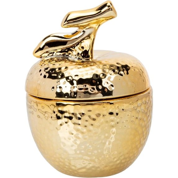 ABCISI Ceramic Apple Storage Jar Candy Cookie Jar With Lid Electroplated Biscuit Containers Jewelry Holder Sugar Bowl Food Snack Box for Home Wedding Party Decor Golden