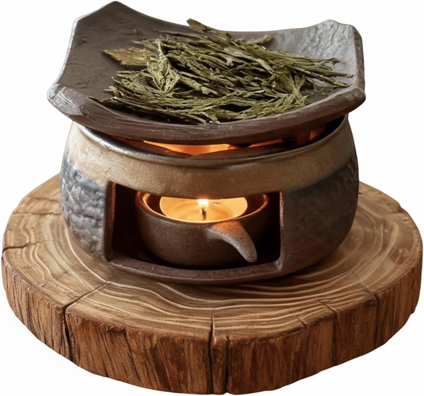 ABCISI Ceramic Aromatherapy Burner, Aromatherapy Stove Natural Oil Fragrance Diffuser, Tea Light Candle Holders Teapot Warmer, Zen Incense Burner Kit for Home Office