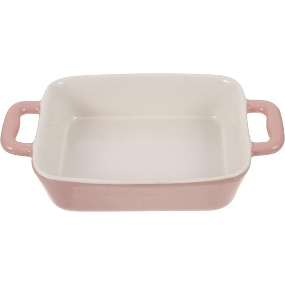 ABCISI Ceramic Baking Dish, Rectangular Baking Pan Pink Baking Pan with Handles, Ceramic Cake Bakeware Serving Plate for Brownie, Lasagna (8.26 X 4.72 X 1.88 Inch)