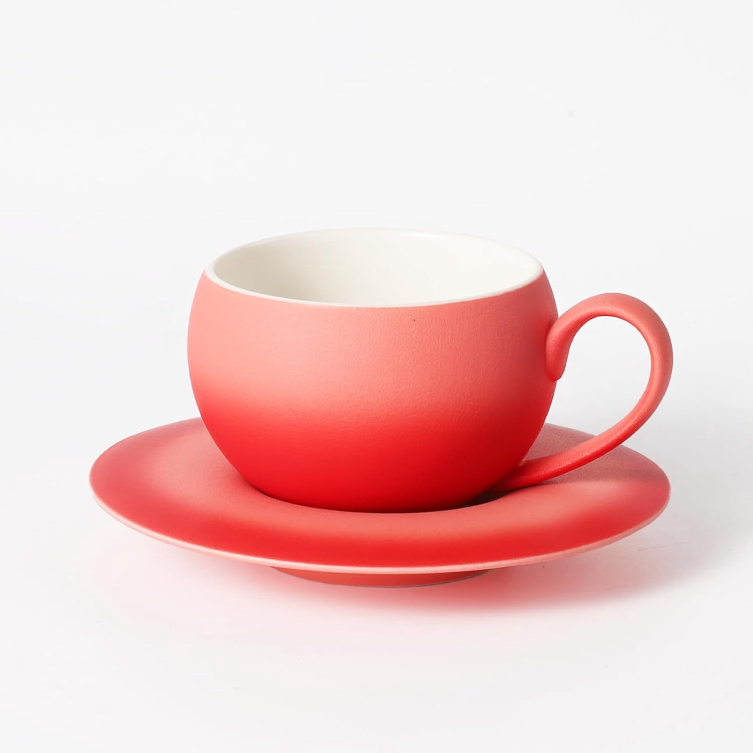 ABCISI Ceramic Coffee Cup with Saucer, 8.8 Oz  Lovely Round Shape Cafe Cup with Excellent Insulation Properties for Latte, Cappuccino, Espresso, Mocha, Coffee, Tea Cup Set,Pink