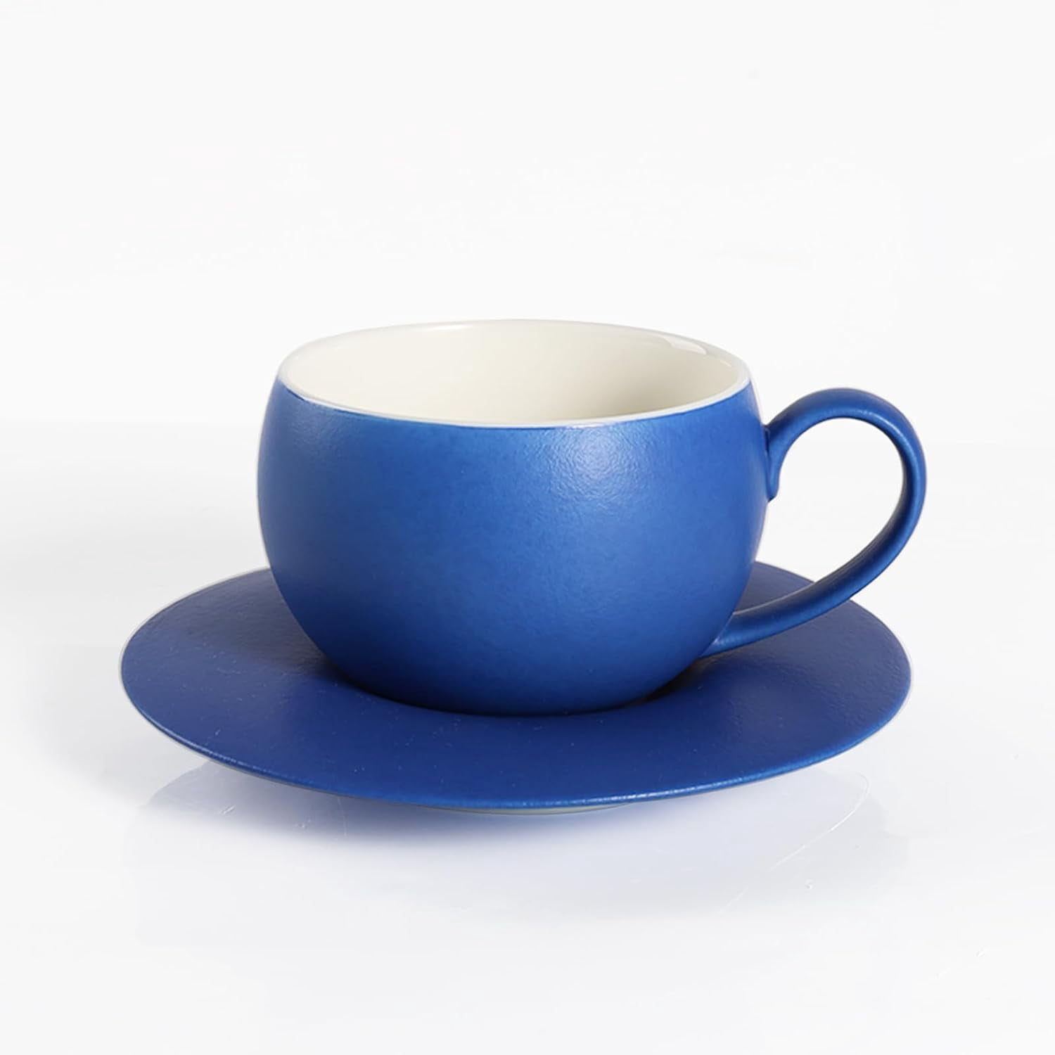 ABCISI Ceramic Coffee Cup with Saucer, 8.8 Oz  Lovely Round Shape Cafe Cup with Excellent Insulation Properties for Latte, Cappuccino, Espresso, Mocha, Coffee, Tea Cup Set,Blue