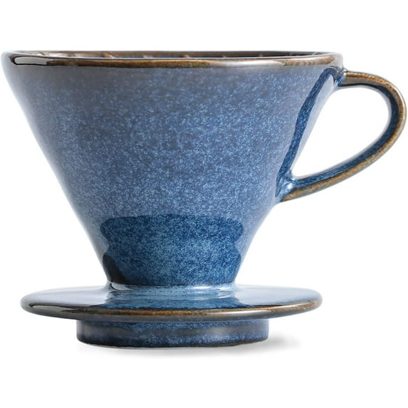 ABCISI Ceramic Pour Over Coffee Dripper, Kiln Retro Coffee Filter, Hand Brew Coffee Maker Set Reusable Porcelain Accessories for Home, Cafe, Restaurants