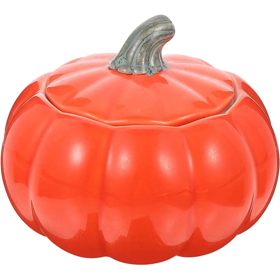 ABCISI Ceramic Pumpkin Container with Airtight Lid, Seal 3.5 Inch Tea Snack and Candy Jar for Kitchen Storage and Desktop Decoration, Mini Bowl Food Container for Baking Cooking, Festive Tableware