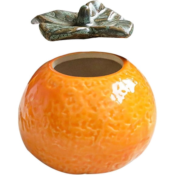 ABCISI Ceramic Storage Jar, Orange Shape Food Canister, Airtight Seal Decorative Tea Can, Tabletop or Kitchen Storage Jar, Cute Decoration for Home Living Room Counter, Housewarming Gift