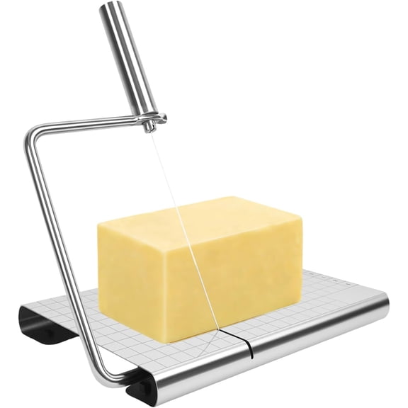 ABCISI Cheese Slicer Cutter, Stainless Steel Cheese Cutter Board with Precision Grid Scale and Wire Kit Set, Adjustable Slicer for Cutting Block Cheese Butter Soap,Perfect for Home Chefs&Entertaining