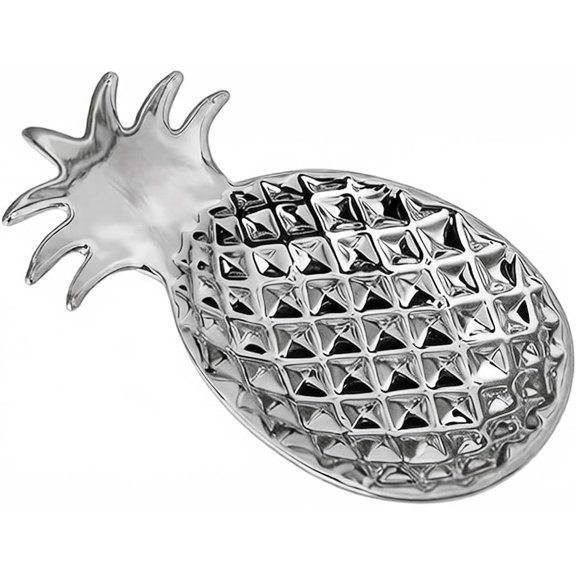 ABCISI Chic Soap Dish, Ceramic Pineapple Shape Soap Holder with Fluted Design, Decorative Cute Shower Soap Dish Soap Saver Tray Container for Bathroom Kitchen Sink (Silver)