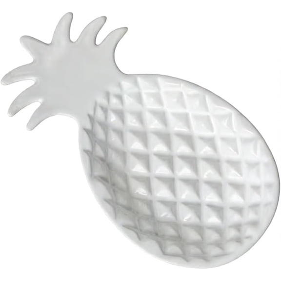 ABCISI Chic Soap Dish, Ceramic Pineapple Shape Soap Holder with Fluted Design, Decorative Cute Shower Soap Dish Soap Saver Tray Container for Bathroom Kitchen Sink (White)