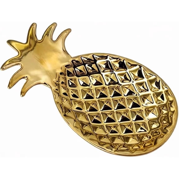 ABCISI Chic Soap Dish, Ceramic Pineapple Shape Soap Holder with Fluted Design, Decorative Cute Shower Soap Dish Soap Saver Tray Container for Bathroom Kitchen Sink (Gold)