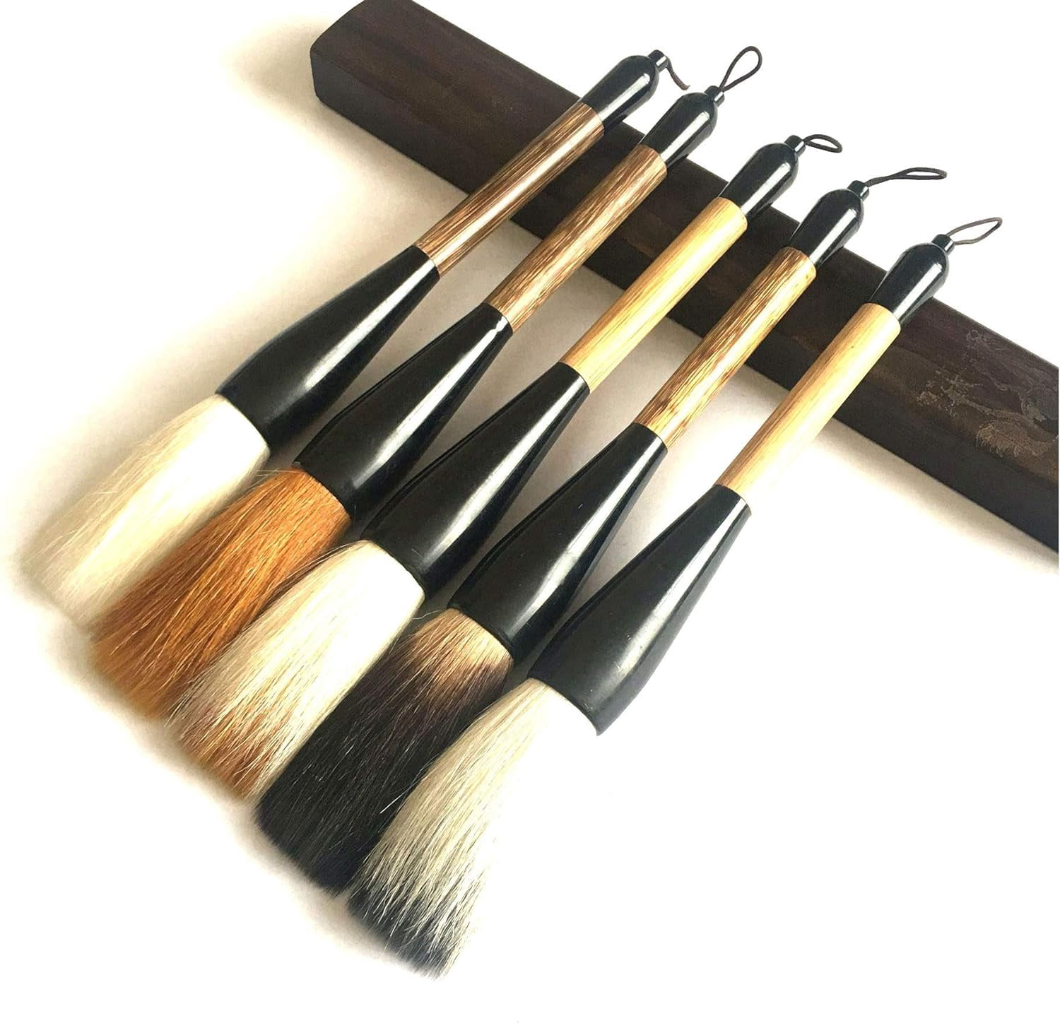 ABCISI Chinese Traditional Calligraphy Brush, Chinese Calligraphy Watercolor Drawing Brush-Large brush,  Wolf Hair, Wool, Sheep Wolf Mix, Bear Hair, Sheep Bear Mix (5-Count)