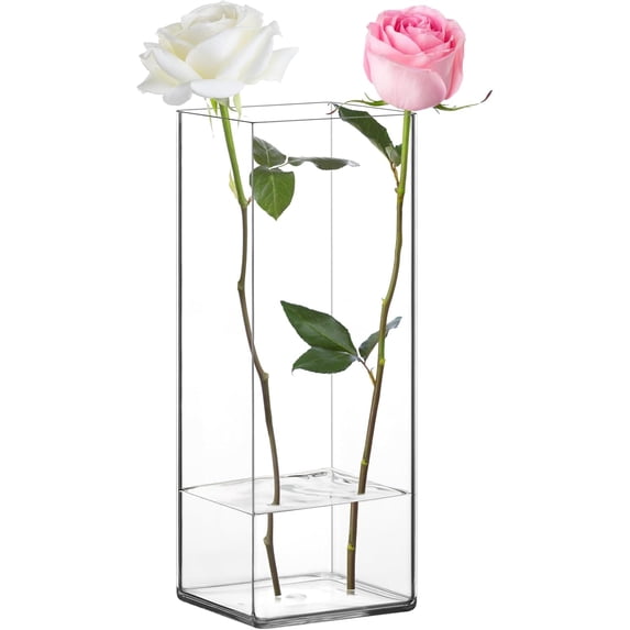 ABCISI Clear Plastic Vase, 5" W x 12" H High Transparency Square Acrylic Flower Vase for Home Wedding Party Centerpieces Decor(Non Breakable)