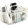thumbnail image 1 of ABCISI Clear Thickened Portable Caddy Tote Box, Shower Caddy with Handle for Art Supplies, Makeup, Crafts, Pencils, Sewing, Office Supplies, 5 Compartments for Dorm, Shelf, Cabinet, Bathroom Storage, 1 of 6