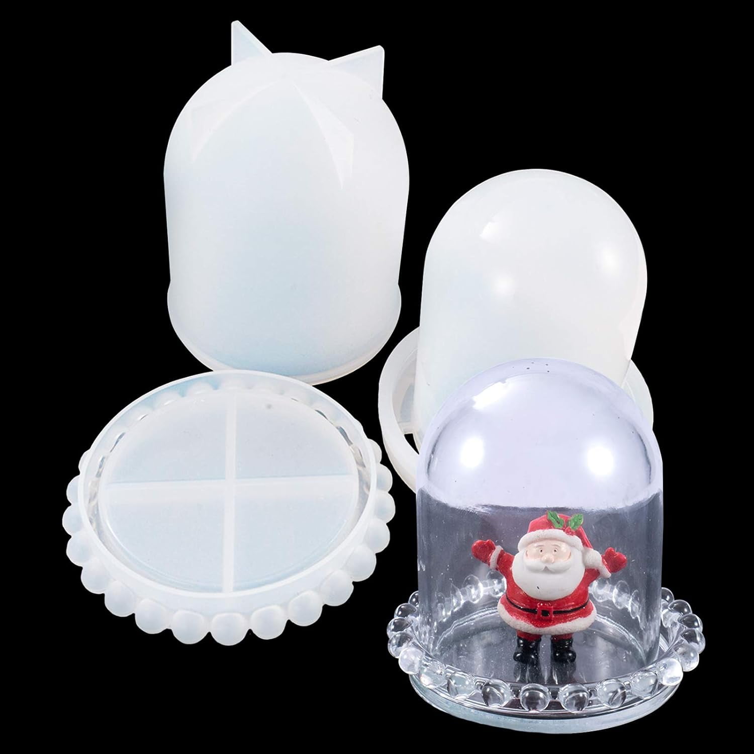 ABCISI Cloche Bell Jar Display Dome Resin Mold with Base, Dice Cup Silicone Mold Set,Creative Jewelry Collectibles Showcase Holder Display Jar,Resin Crafts for Epoxy Casting Home Decor Party Supplies