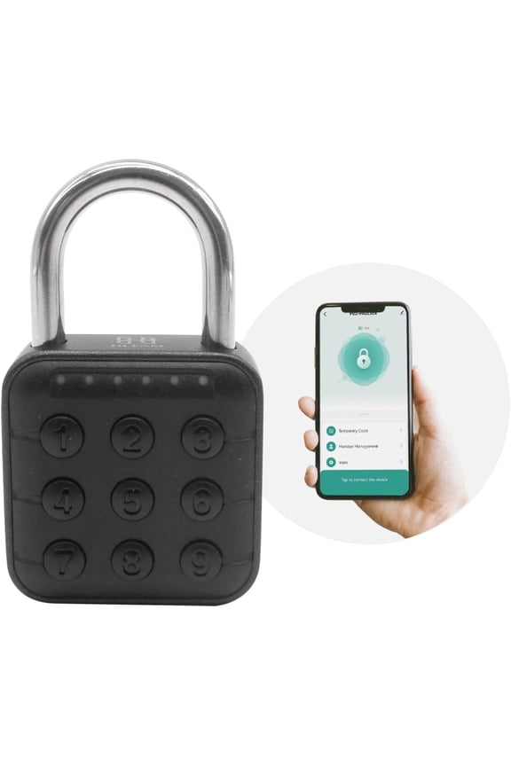 Combination Lock for Locker, Smart Padlock, Gym Locker Lock with Code TUYA App Control Unlock for School Lockers, Suitcase, Luggage, Black
