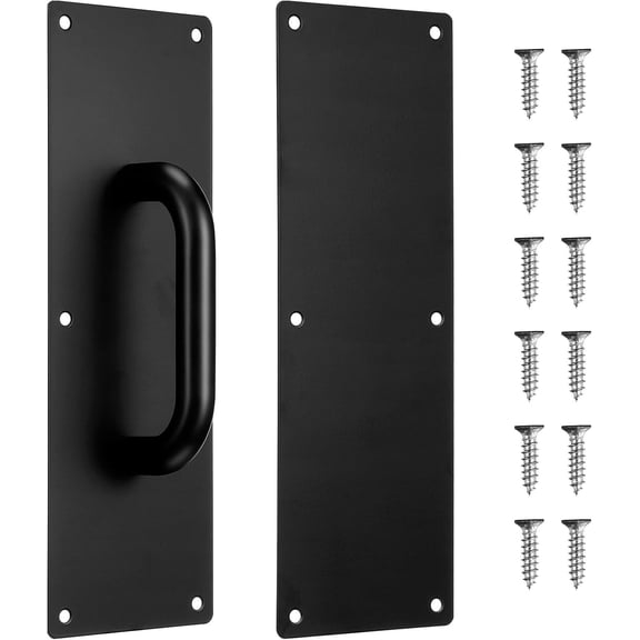 ABCISI Commercial Door Handle - Stainless Steel Pull/Push Plate for Doors, Widely Used in Offices, Hotels, Restaurants or Other Public Places (Black)