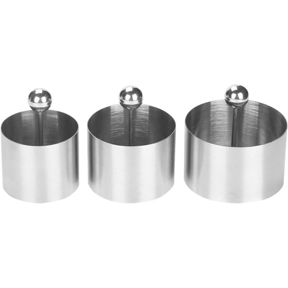 ABCISI Cookie Rings, Stainless Steel Ring Molds Sushi Molds for Cooking, Round Shaped Molds for Mousse Dessert Cake with 3 Pushers, Practical Kitchen Gadget (2.3 & 2.7 & 3.1'')