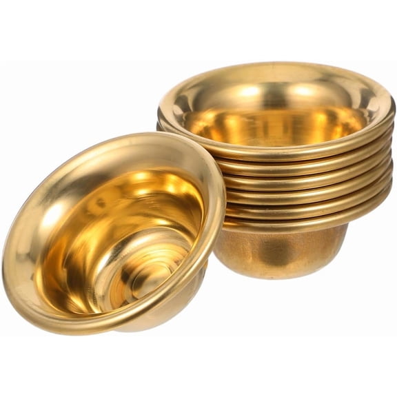 ABCISI Copper Bowl, Offering Bowl 7pcs Mini Brass Bowl, Buddha Offering Holy Water Ritual Smudge for Yoga Meditation Buddhist Altar Supplies, 6cm Brass Desktop Decor